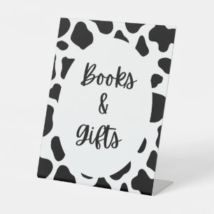 Expositor En L Rótulo de Libros y Regalos de Baby Shower de vaca