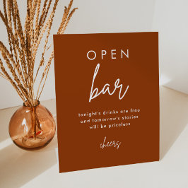 Expositor En L Rótulo de mesa de bar abierto de Terracotta Rust B