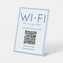 Expositor En L Rótulo de mesa de huéspedes con código QR de Wi-Fi