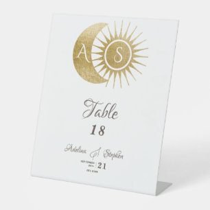 Expositor En L Rótulo de mesa Escudo de la luna de oro blanco cel