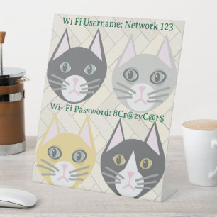 Expositor En L Rótulo de nombre de usuario y contraseña WiFI, gat