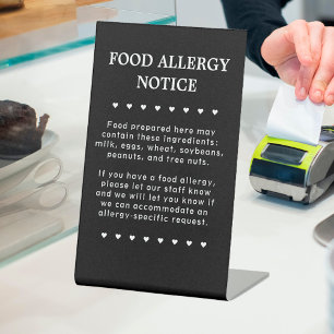 Expositor En L Rótulo de notificación de alergia alimentaria