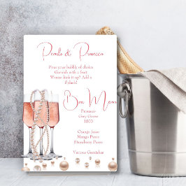 Expositor En L Rótulo de Perlas y Prosecco en el Bar Mimosa