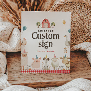 Expositor En L Rótulo de Personalizado de cumpleaños de la granja