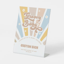Expositor En L Rótulo de Personalizado Groovy Baby Retro Rosa Bab