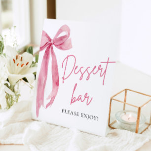 Expositor En L Rótulo de postre elegante Rubor Pink Bow