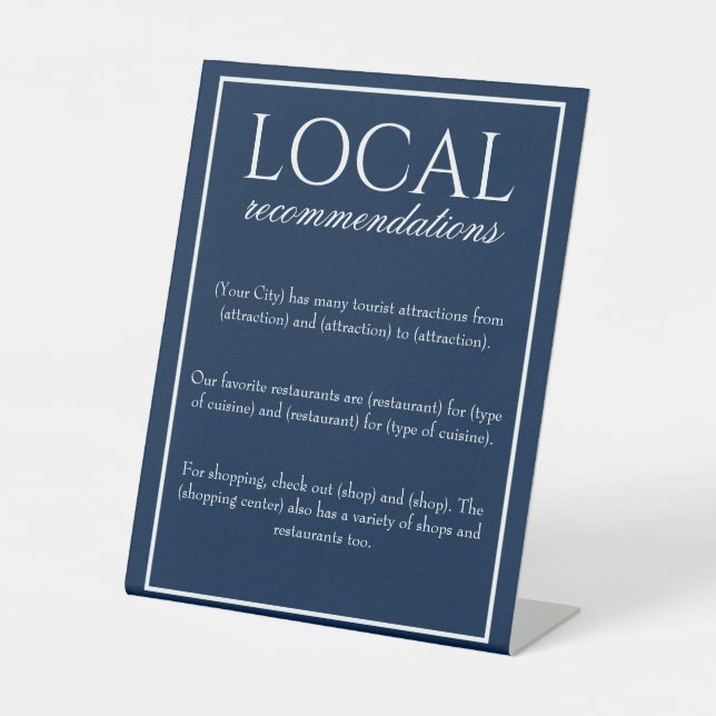 Expositor En L Rótulo de recomendaciones locales clásicas simples (Anverso)