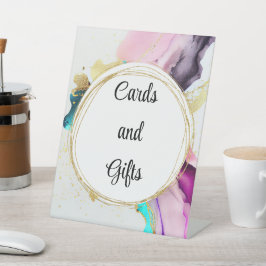 Expositor En L Rótulo de resumen de mármol