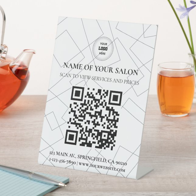 Expositor En L Rótulo de Servicios de Salón de Código QR Minimali (In Situ)