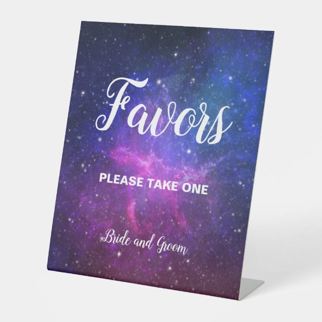 Expositor En L Rótulo de tabla boda Estrellas de galaxia (Anverso)