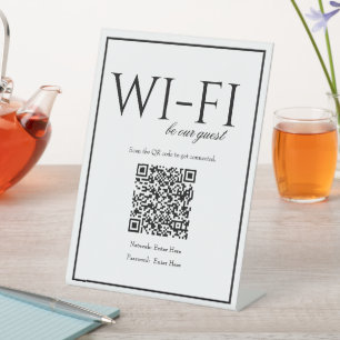 Expositor En L Rótulo de tabla de código QR de Wi-Fi simple clási