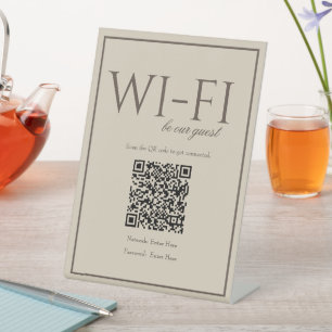 Expositor En L Rótulo de tabla de código QR de Wi-Fi simple clási