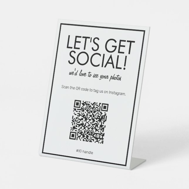 Expositor En L Rótulo de tabla de códigos QR en medios sociales b (Anverso)