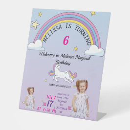 Expositor En L Rótulo de tabla de cumpleaños de unicornio persona