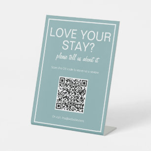 Expositor En L Rótulo de tabla de revisión de código QR Verde azu