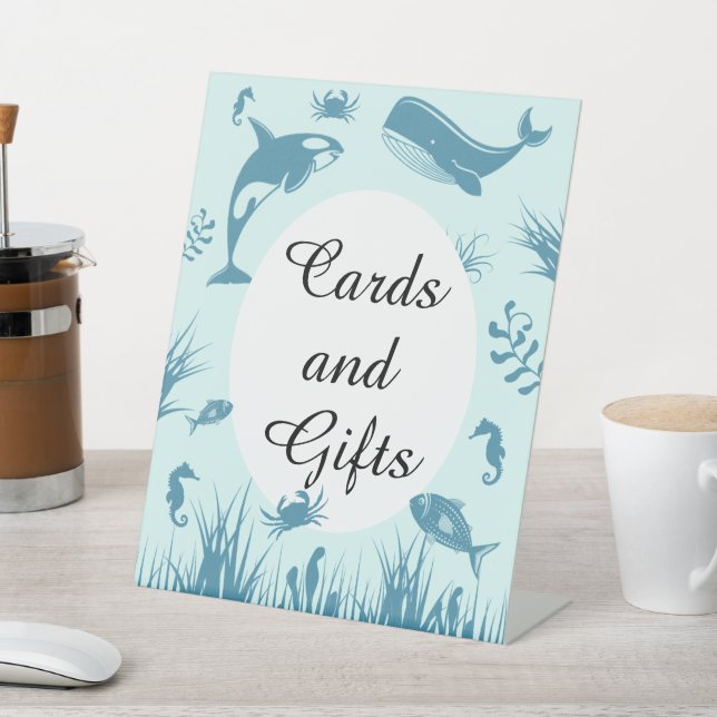 Expositor En L Rótulo de tarjetas de Baby Shower y regalos Blue U (In Situ)