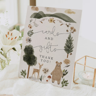 Expositor En L Rótulo de tarjetas y regalos Boho Woodland Baby Sh