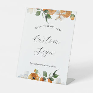Expositor En L Rótulo de texto Personalizado de naranjas de flore