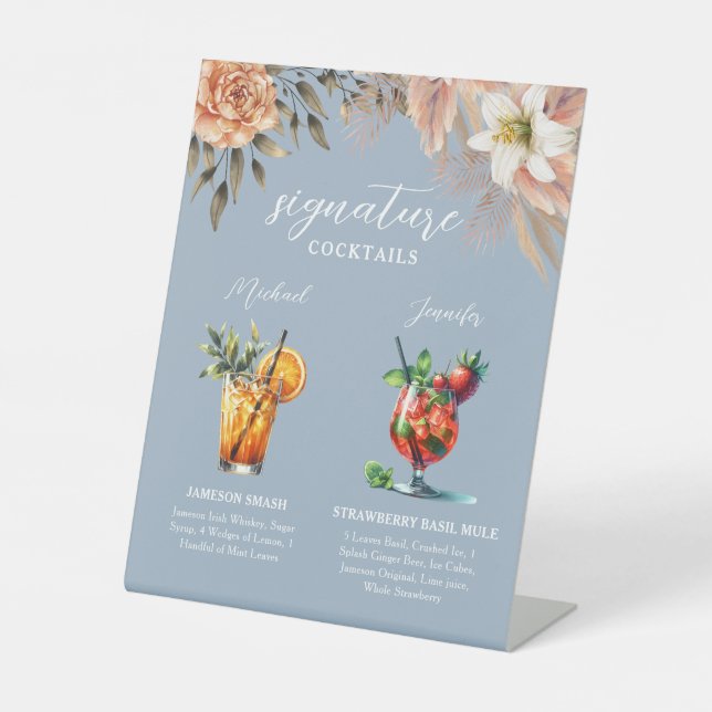 Expositor En L Rótulo del bar Dusty Blue Signature Cocktails (Anverso)