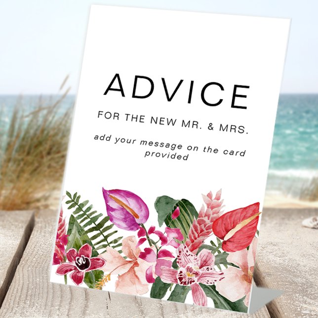 Expositor En L Rótulo del Boda de consejos florales tropicales (Tropical Floral Advice Wedding Sign by Painted Paperie
)