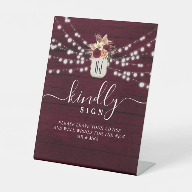 Expositor En L Rótulo del boda Guest Book Kindly (Anverso)