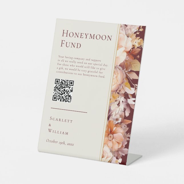 Expositor En L Rótulo del fondo de luna de miel Boda floral borgo (Anverso)
