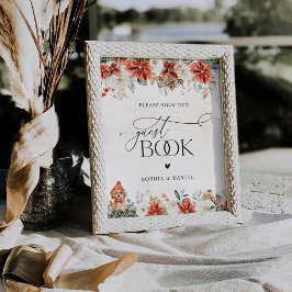 Expositor En L Rótulo del libro de huéspedes Pinecone Red Greener