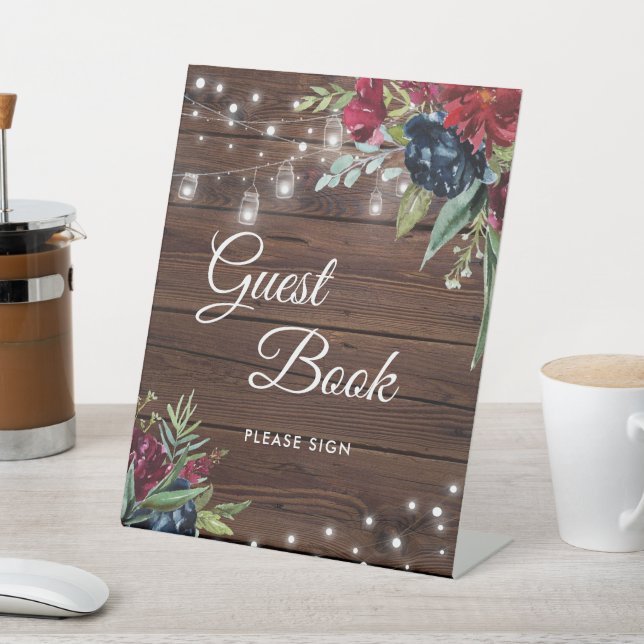 Expositor En L Rótulo del libro de invitados de Rustic Wood Burgu (In Situ)
