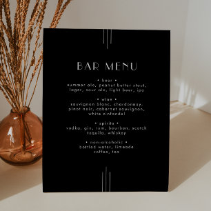 Expositor En L RÓTULO del menú del bar Boda negro de estilo Art D