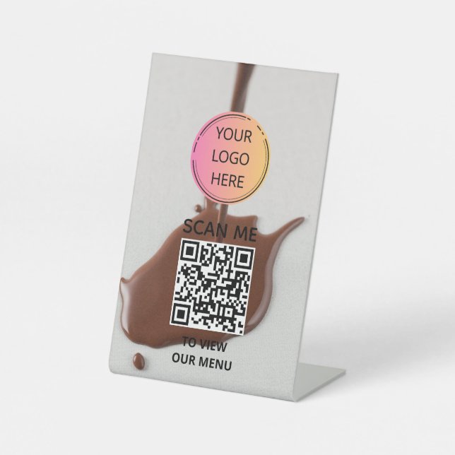 Expositor En L Rótulo del menú Derivación de chocolate QR (Anverso)