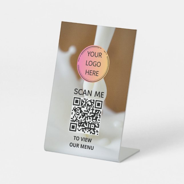 Expositor En L Rótulo del menú Leche Splash QR (Anverso)