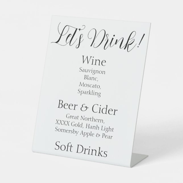 Expositor En L Rótulo del menú Let's Drink Bar (Anverso)