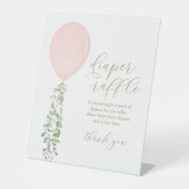 Expositor En L Rótulo Diaper Raffle Chica de globo rosa Baby Show