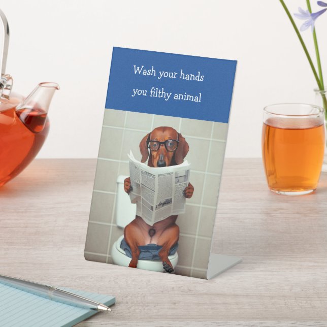 Expositor En L Rótulo divertido de baño Dachshund (In Situ)