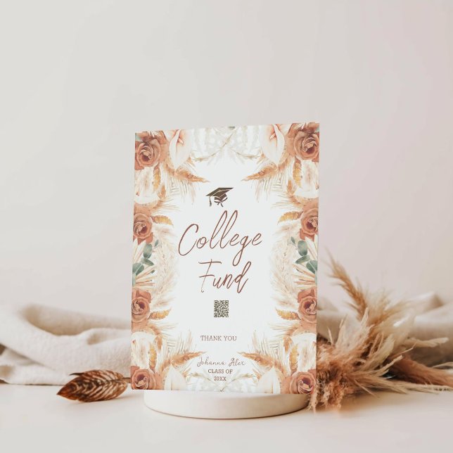 Expositor En L Rótulo editable del Fondo Universitario de Graduac (Make contributing simple with our Editable QR Graduation College Fund Sign.)