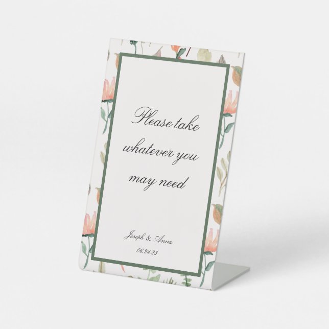 Expositor En L Rótulo en cuarto de baño de personalizable en flor (Anverso)