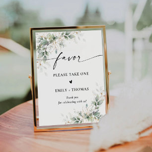 Expositor En L Rótulo Eucalyptus Gold Bridal Shower Favor
