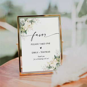 Expositor En L Rótulo Favor de Ducha Bridal Floral de Rosas Blanc