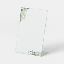Rótulo floral blanco personalizable