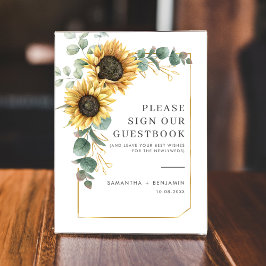 Expositor En L Rótulo Floral Sunflower Eucalyptus