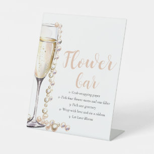 Expositor En L Rótulo Gold Pearls & Prosecco Champagne Flower Bar