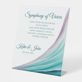 Expositor En L Rótulo Guestbook de Boda moderno-morado y Verde az