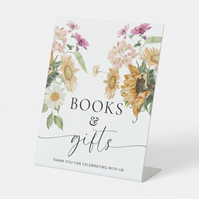 Expositor En L Rótulo Mews Sunflower Fall Floral Books and Gifts (Anverso)