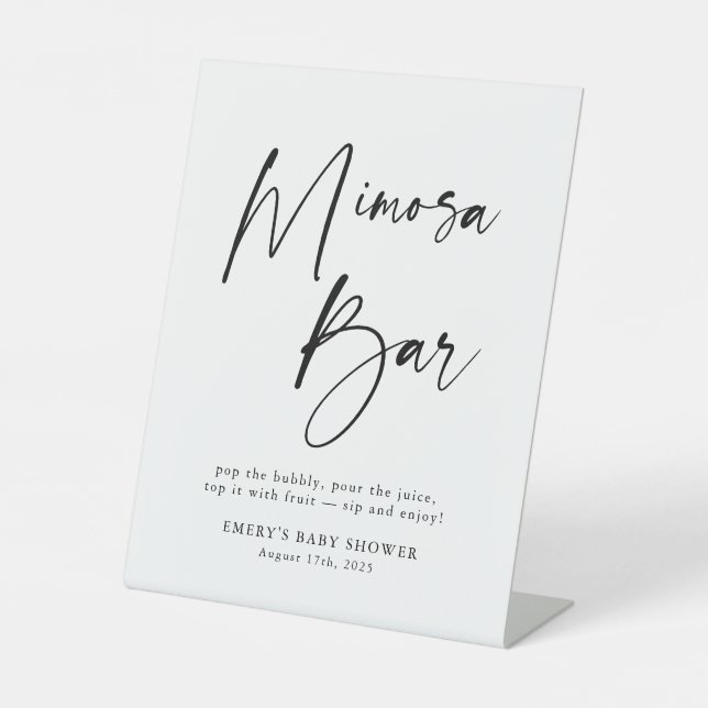 Expositor En L Rótulo moderno Baby Shower Mimosa Bar (Anverso)