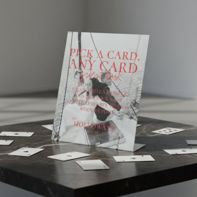 Expositor En L Rótulo moderno de la tarjeta de reproducción manus (Modern Handwritten Playing Card Guest Book Sign
)