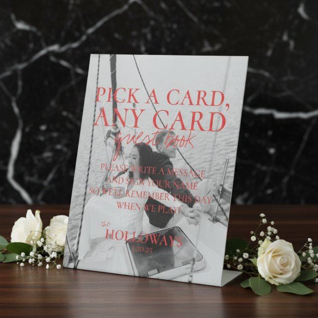 Expositor En L Rótulo moderno de la tarjeta de reproducción manus (Add a fun and interactive touch to your wedding with this Modern Playing Card Guest Book Sign!)