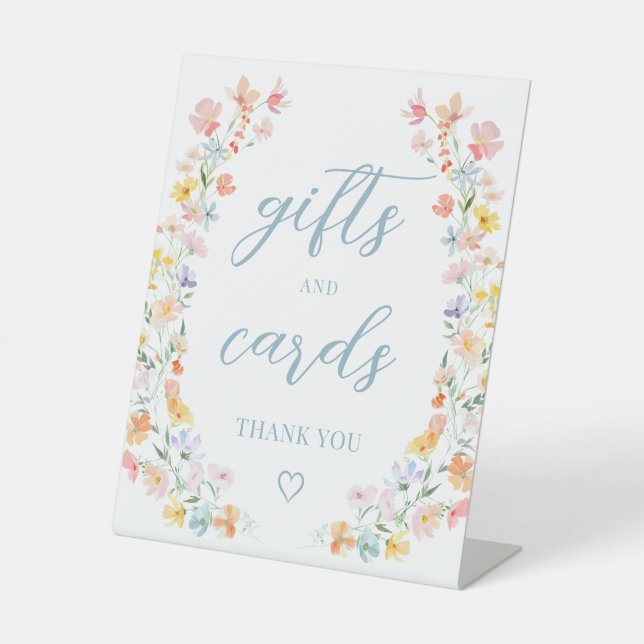Expositor En L Rótulo Pastel Meadow Flower Wedding Gifts and Card (Anverso)