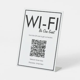 Expositor En L Rótulo peatonal de código QR básico de Wi-Fi blanc