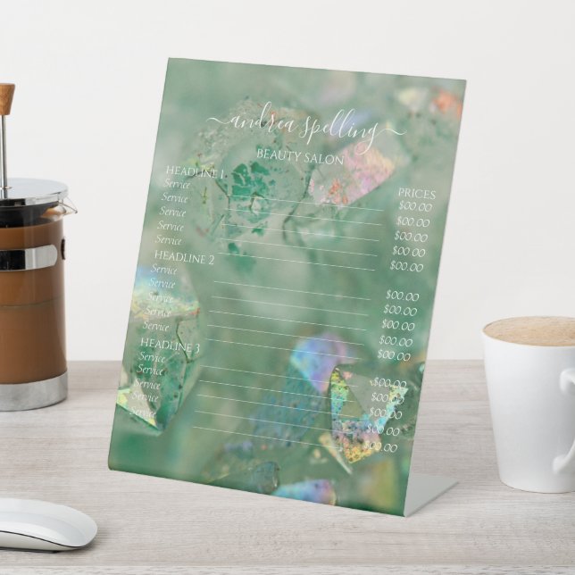 Expositor En L Rótulo Peatonal Green Crystal Aura Quartz (In Situ)