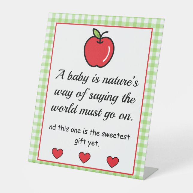 Expositor En L Rótulo Pedestal Baby Shower de Apple (Anverso)